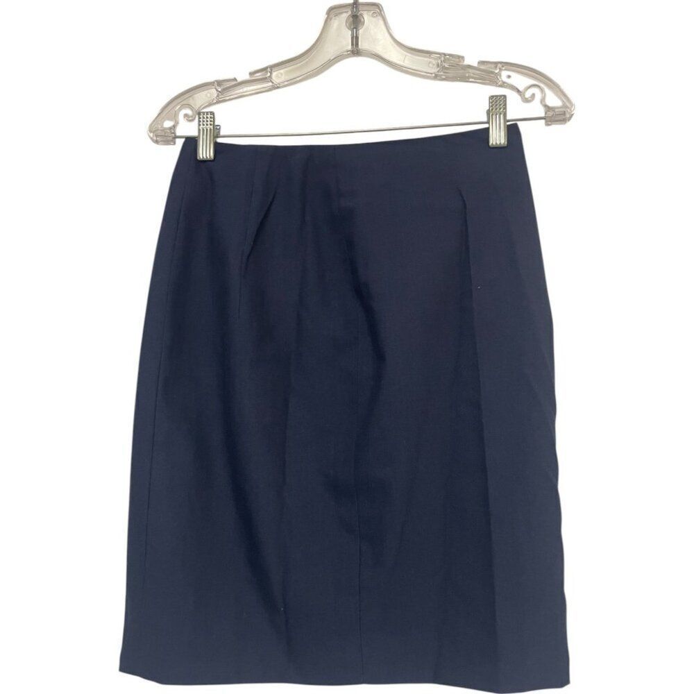 Givenchy Couture Womens Skirt 38 US 6 Straight Wool blend Navy Blue Knee Length
